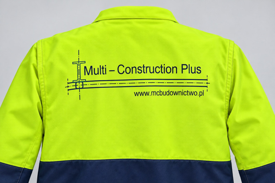 Kurtka odblaskowa z logo Multi-Construction Plus na plecach